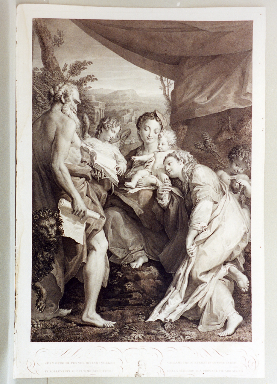 Madonna con Bambino e Santi (stampa) di Gandolfi Mauro (secc. XVIII/ XIX)