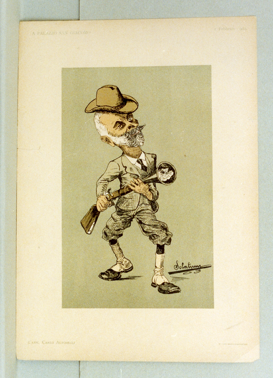 caricatura (stampa a colori) di Buonsollazzi Mario detto Solatium (sec. XX)