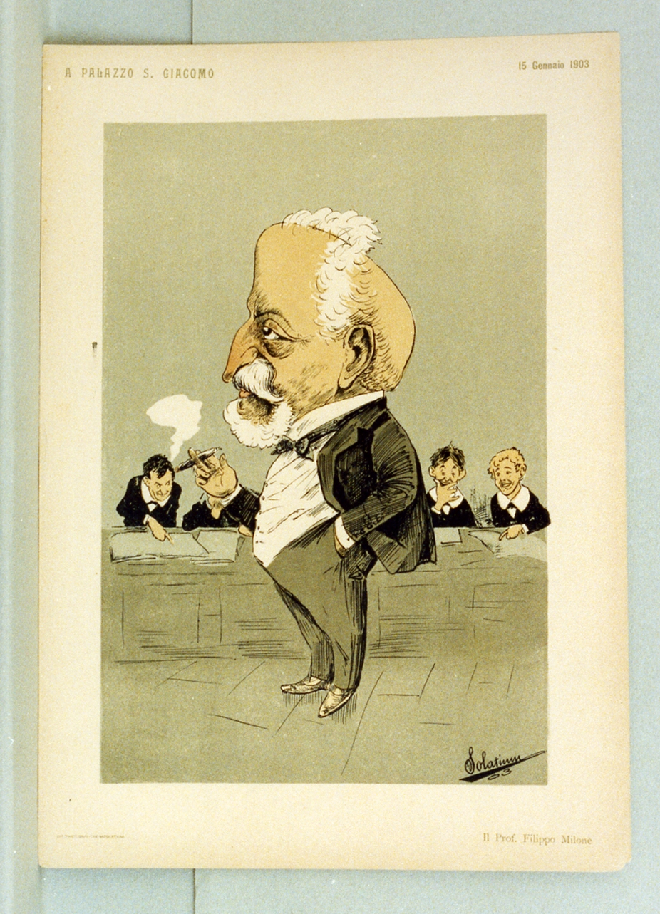 caricatura (stampa a colori) di Buonsollazzi Mario detto Solatium (sec. XX)