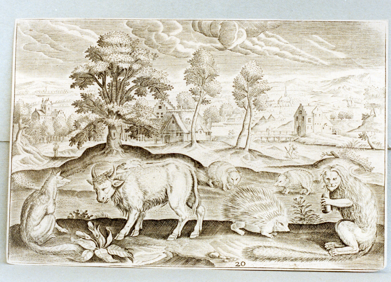paesaggio con animali (stampa) - ambito fiammingo (prima metà sec. XVII)
