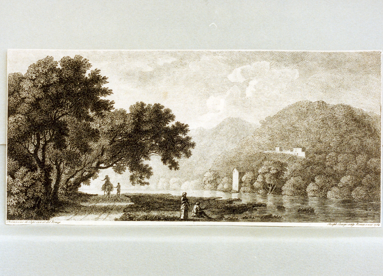 paesaggio lacustre (stampa) di De Capo Francesco, Cunego Giuseppe (sec. XVIII)