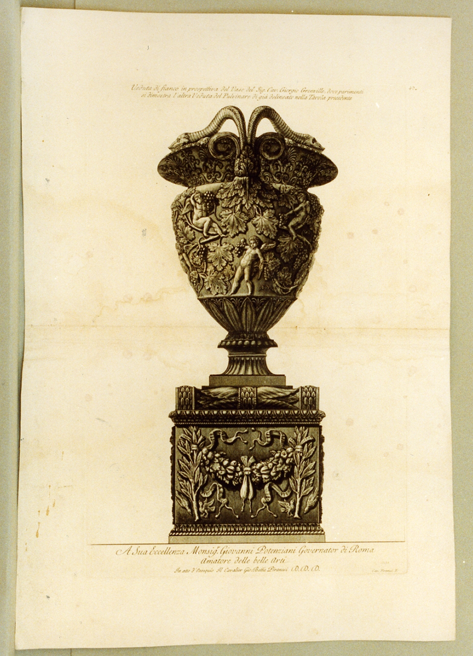 vaso antico (stampa) di Piranesi Giovanni Battista (sec. XVIII)