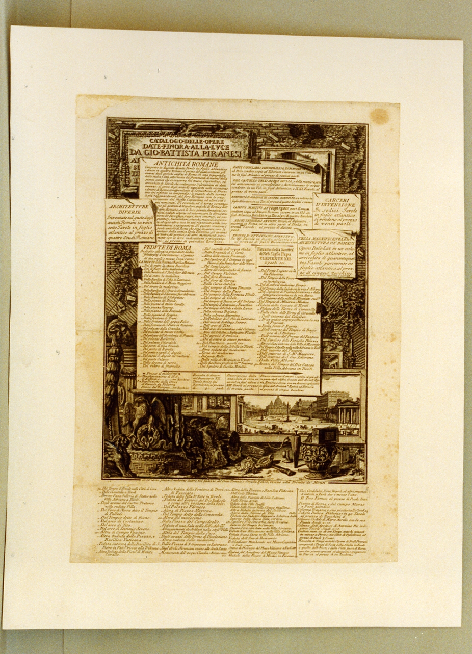 reperti archeologici (stampa tagliata) di Piranesi Giovanni Battista (sec. XVIII)
