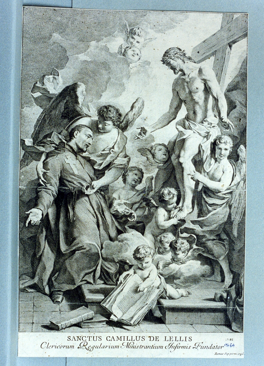 morte di San Camillo de Lellis (stampa) - ambito italiano (sec. XVIII)