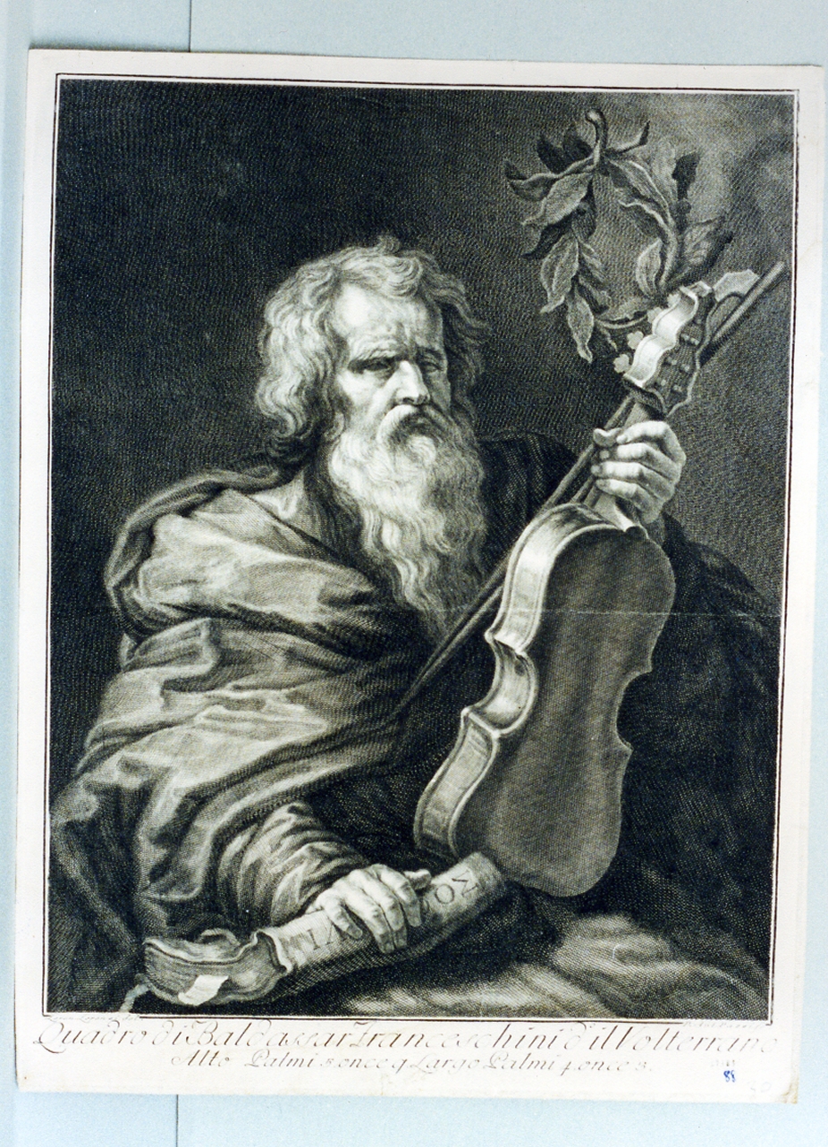ritratto d'uomo (stampa tagliata) di Franceschini Baldassarre detto Volterrano (sec. XVIII)