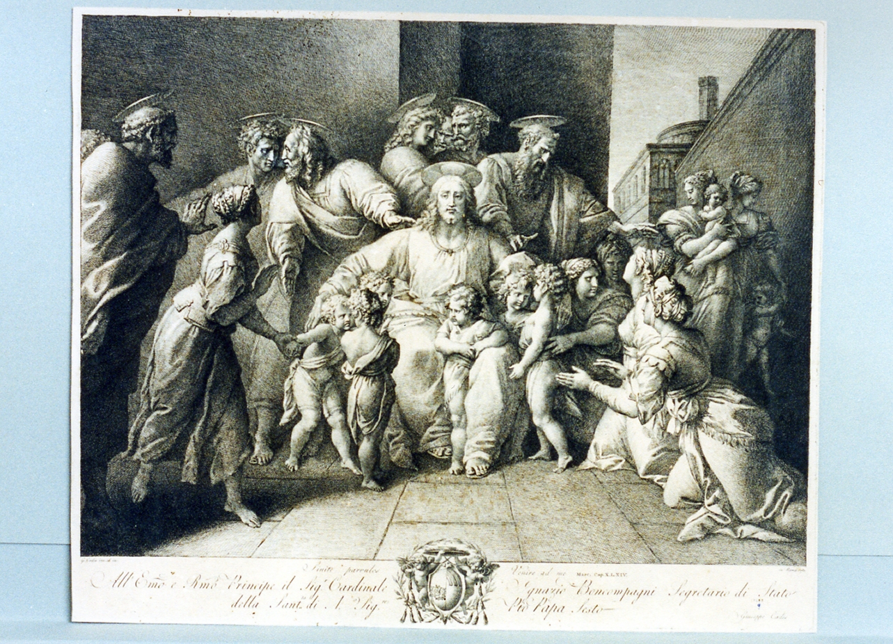 Cristo benedice i fanciulli (stampa) di Cades Giuseppe (sec. XVIII)