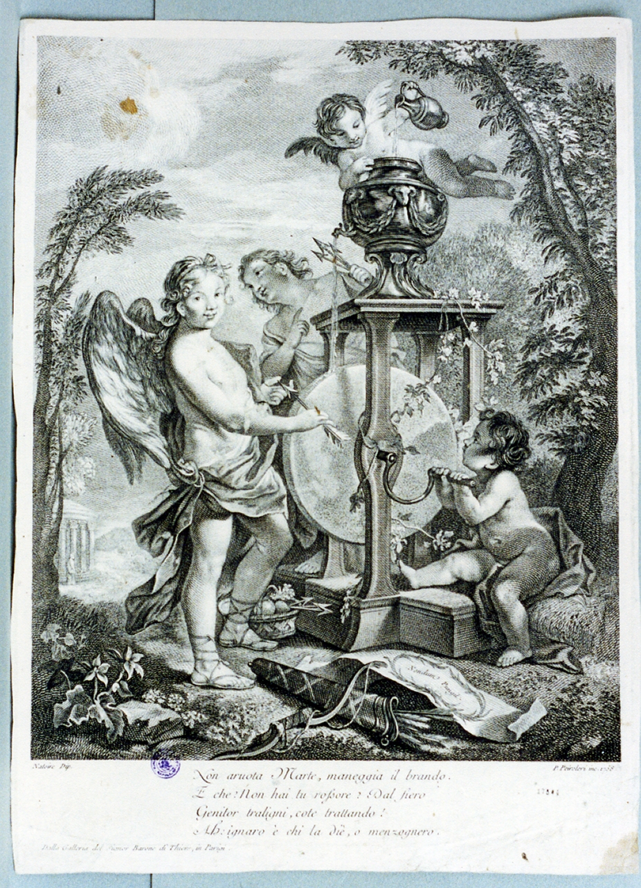 Cupido affila le sue frecce (stampa) di Natoire Charles Joseph, Peiroleri Pietro (sec. XVIII)