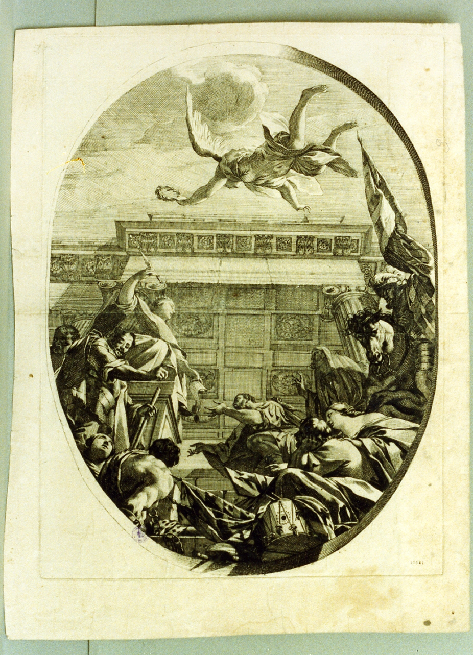trionfo della giustizia (stampa tagliata) di Vouet Simon, Dorigny Michel (sec. XVII)
