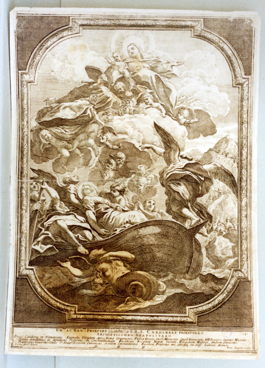 traslazione delle spoglie di Santa Restituta (stampa) di Aquila Francesco Faraone (secc. XVIII/ XIX)