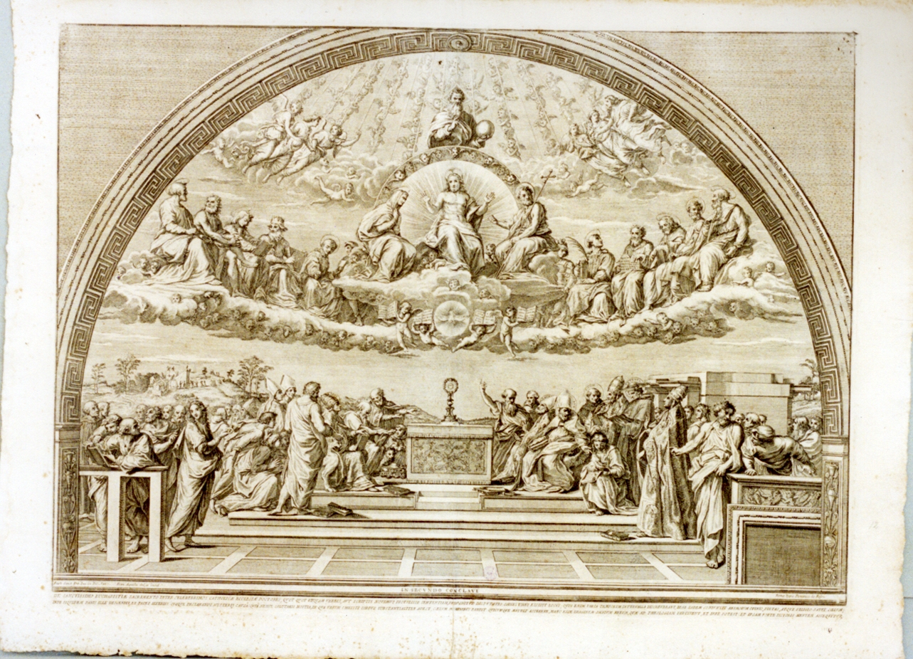 disputa sull'Eucaristia (stampa) di Aquila Francesco Faraone (sec. XVIII)