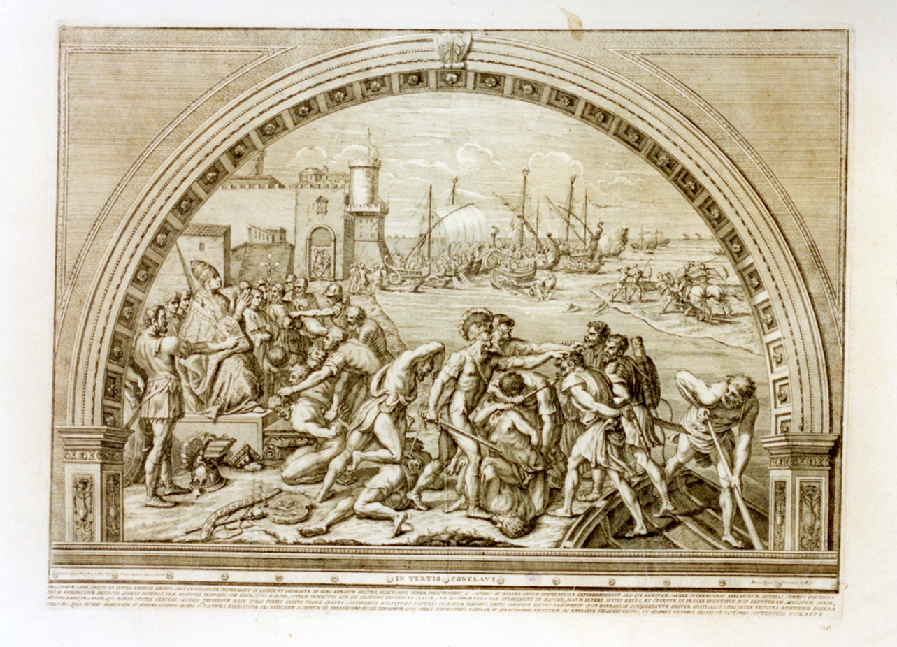 battaglia di Ostia (stampa) di Aquila Francesco Faraone (sec. XVIII)