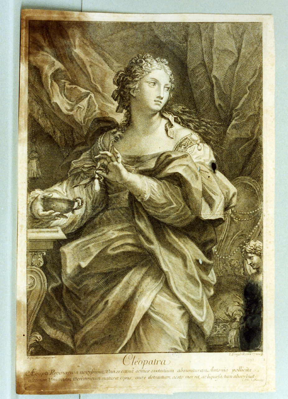 Cleopatra si fa pungere da aspidi (stampa tagliata) di Frey Jakob (sec. XVIII)