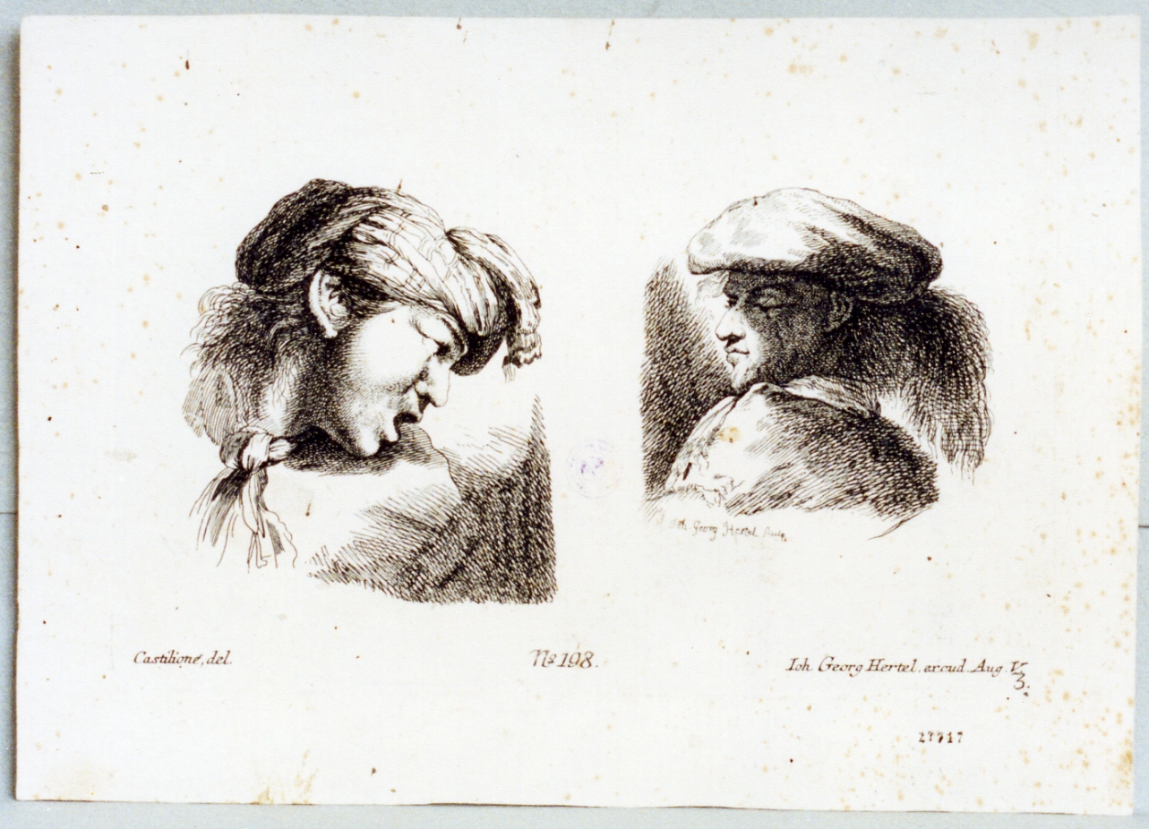testa d'uomo (stampa) di Hertel Johann George (sec. XVIII)