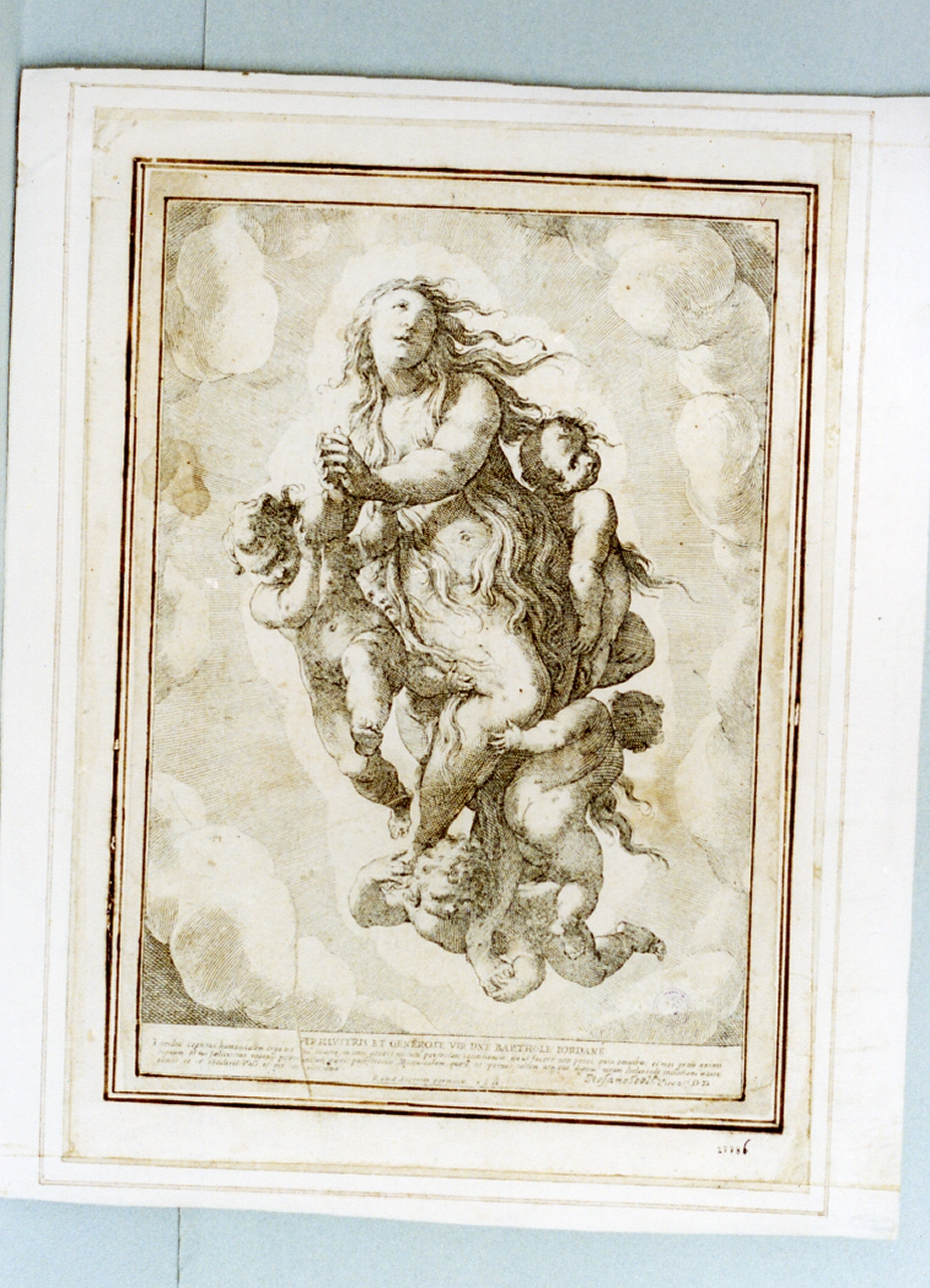 Santa Maria Maddalena portata in cielo dagli angeli (stampa) - ambito italiano (sec. XVII)