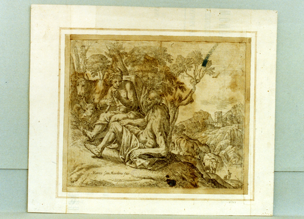 Mercurio addormenta Argo con il flauto (stampa) di San Martino Marco (sec. XVII)
