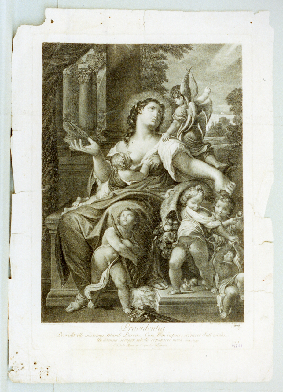 allegoria della provvidenza (stampa) di Carracci Ludovico, Cunego Domenico (sec. XVIII)