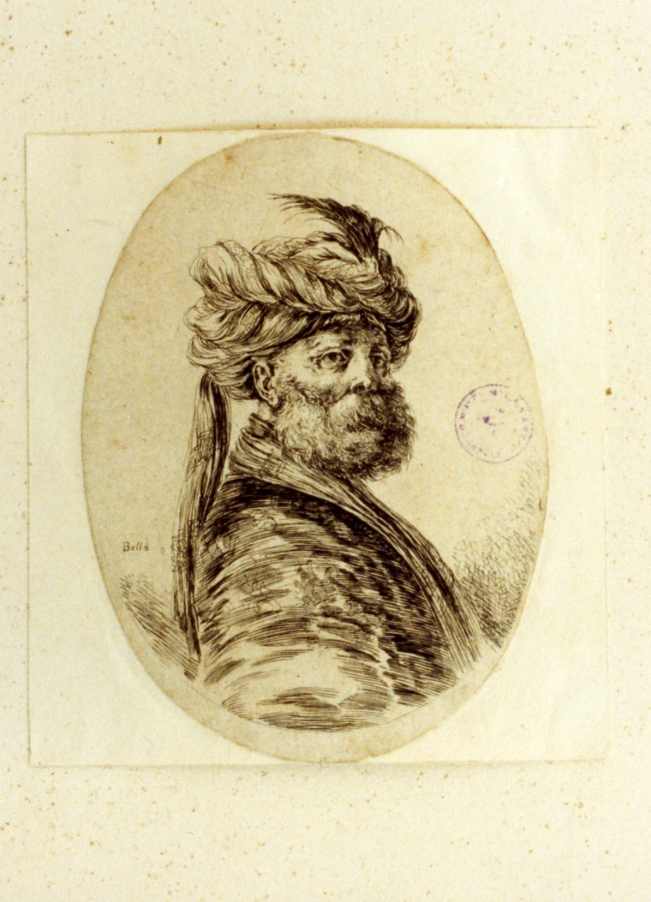 ritratto d'uomo con turbante (stampa) di Della Bella Stefano (sec. XVII)
