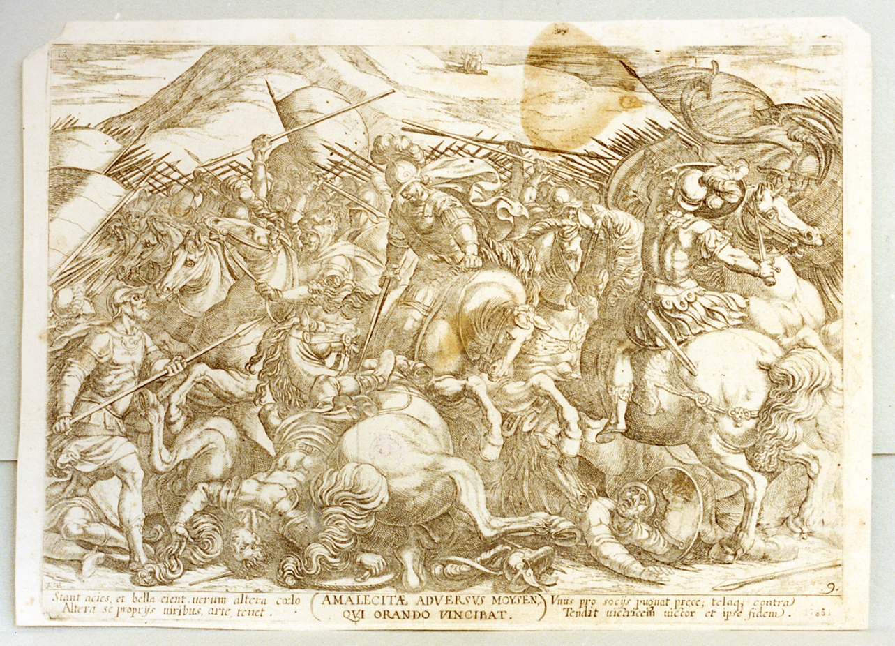 scena di battaglia (stampa tagliata) di Tempesta Antonio (secc. XVI/ XVII)
