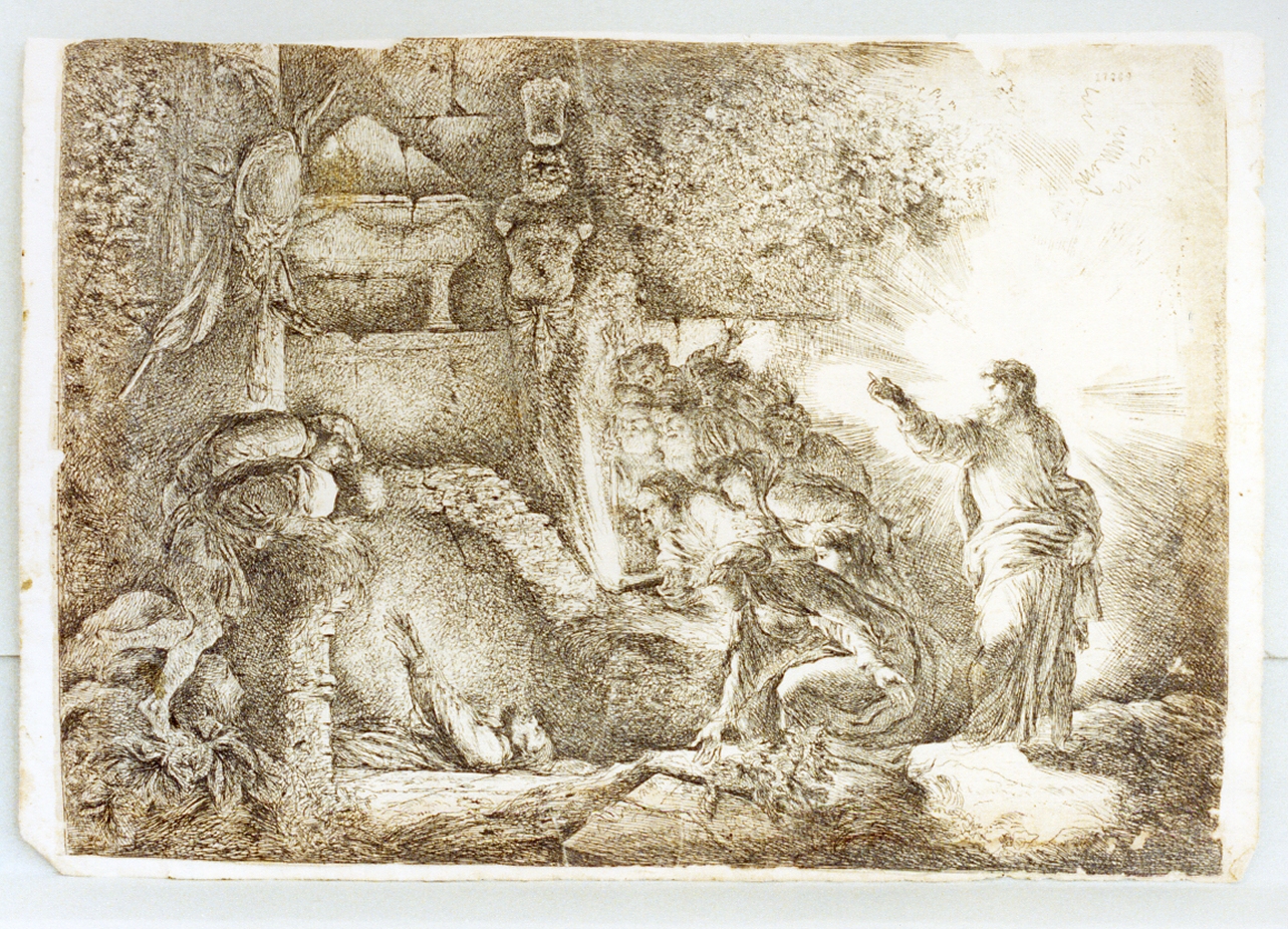 resurrezione di lazzaro (stampa) di Castiglione Giovanni Benedetto detto Grechetto (sec. XVII)