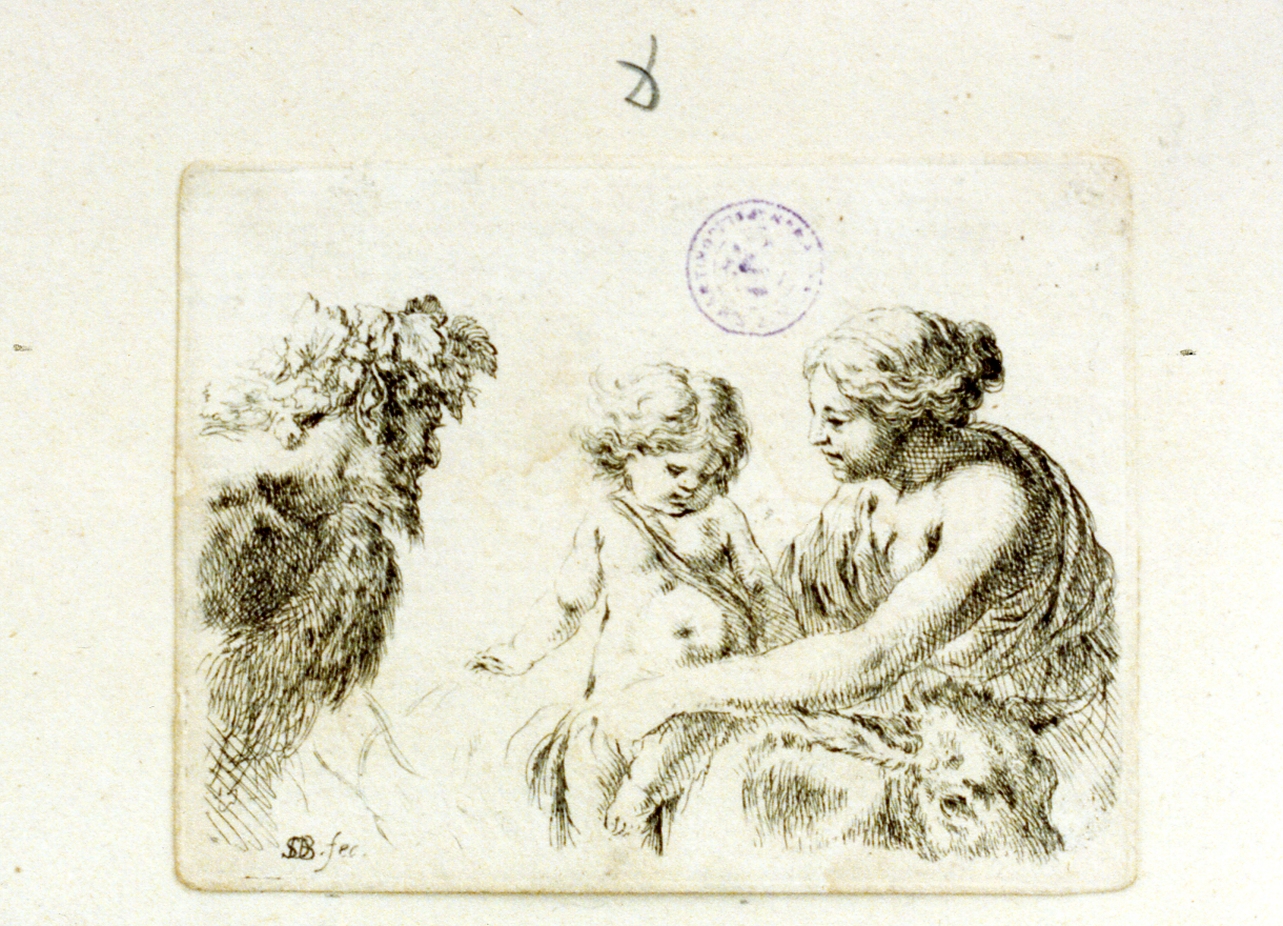 famiglia di satiri (stampa tagliata) di Della Bella Stefano (sec. XVII)