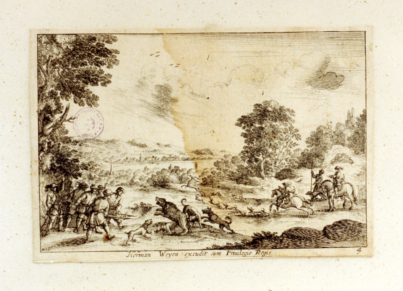 scena di caccia (stampa) di Cochin Nicolas (sec. XVII)
