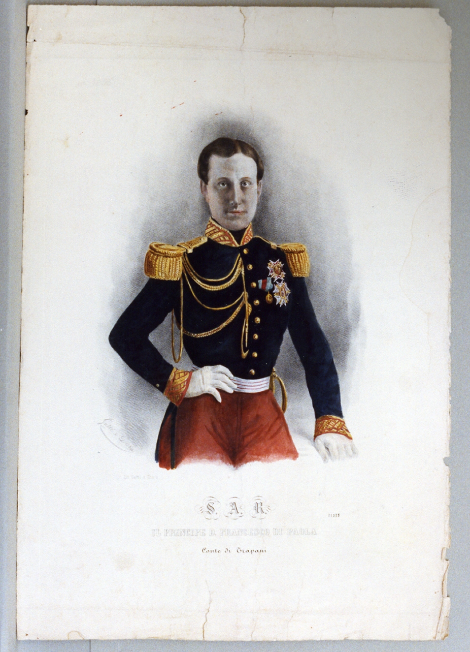 ritratto di Francesco di Paola conte di Trapani (stampa a colori) di Gatti Giovanni Battista, Dura Gaetano (sec. XIX)