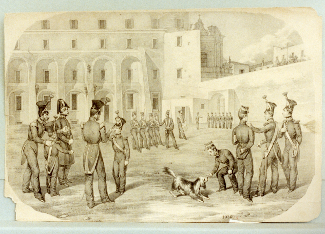 militari del collegio militare della Nunziatella a Napoli (stampa) - ambito napoletano (sec. XIX)