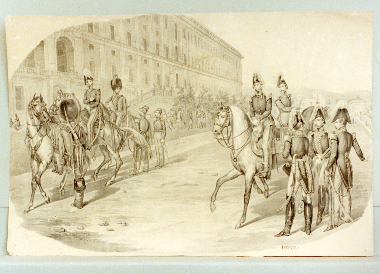 militari al Rael Albergo dei Poveri a Napoli (stampa) - ambito napoletano (sec. XIX)
