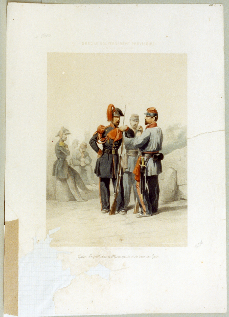 militari francesi del governo provvisorio del 1848 (stampa a colori) di Foussereau Joseph Marie (sec. XIX)