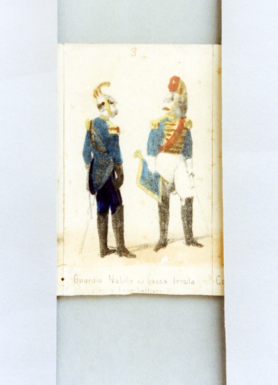 militari dell'esercito pontificio (stampa a colori) - ambito romano (sec. XIX)