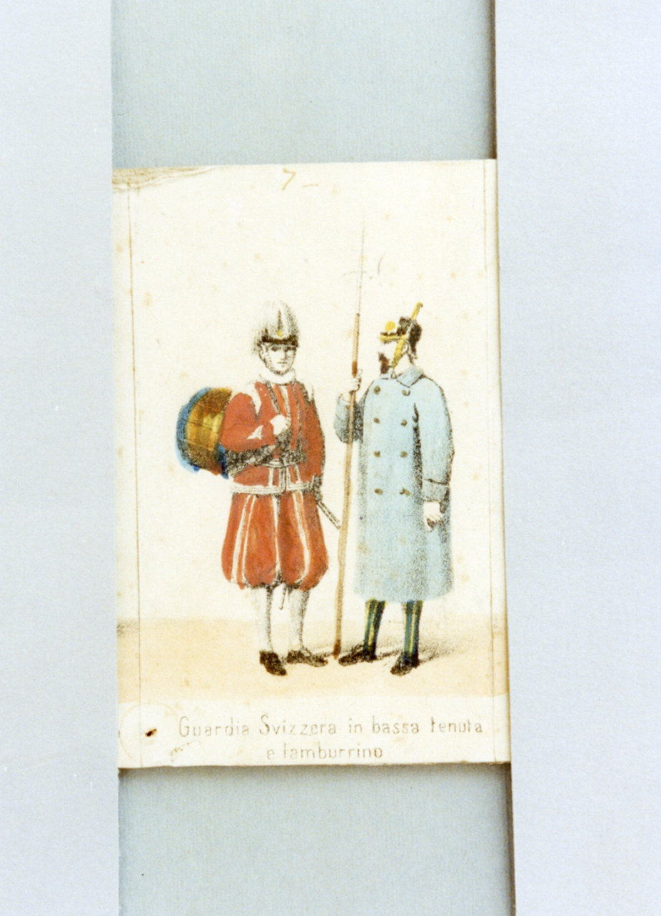 militari dell'esercito pontificio (stampa a colori) - ambito romano (sec. XIX)