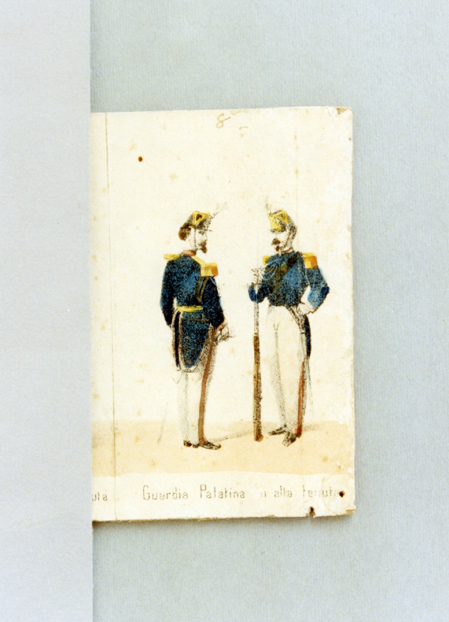 militari dell'esercito pontificio (stampa a colori) - ambito romano (sec. XIX)