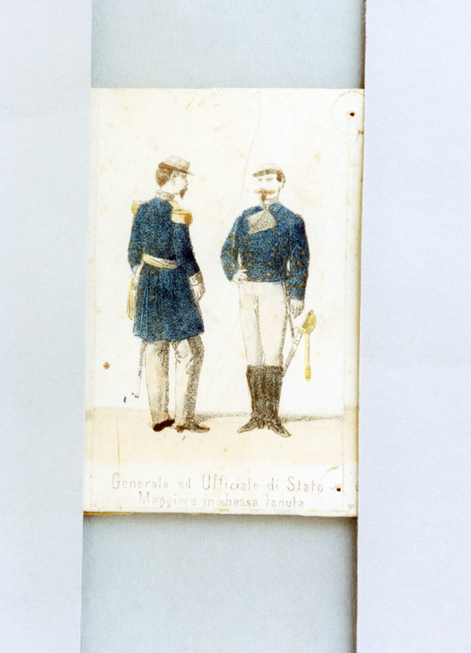 militari dell'esercito pontificio (stampa a colori) - ambito romano (sec. XIX)