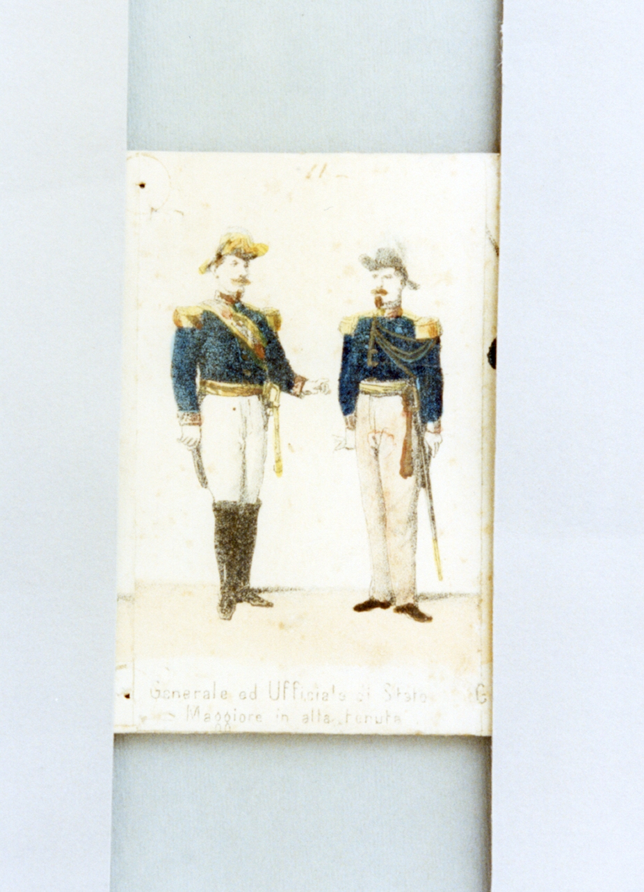 militari dell'esercito pontificio (stampa a colori) - ambito romano (sec. XIX)