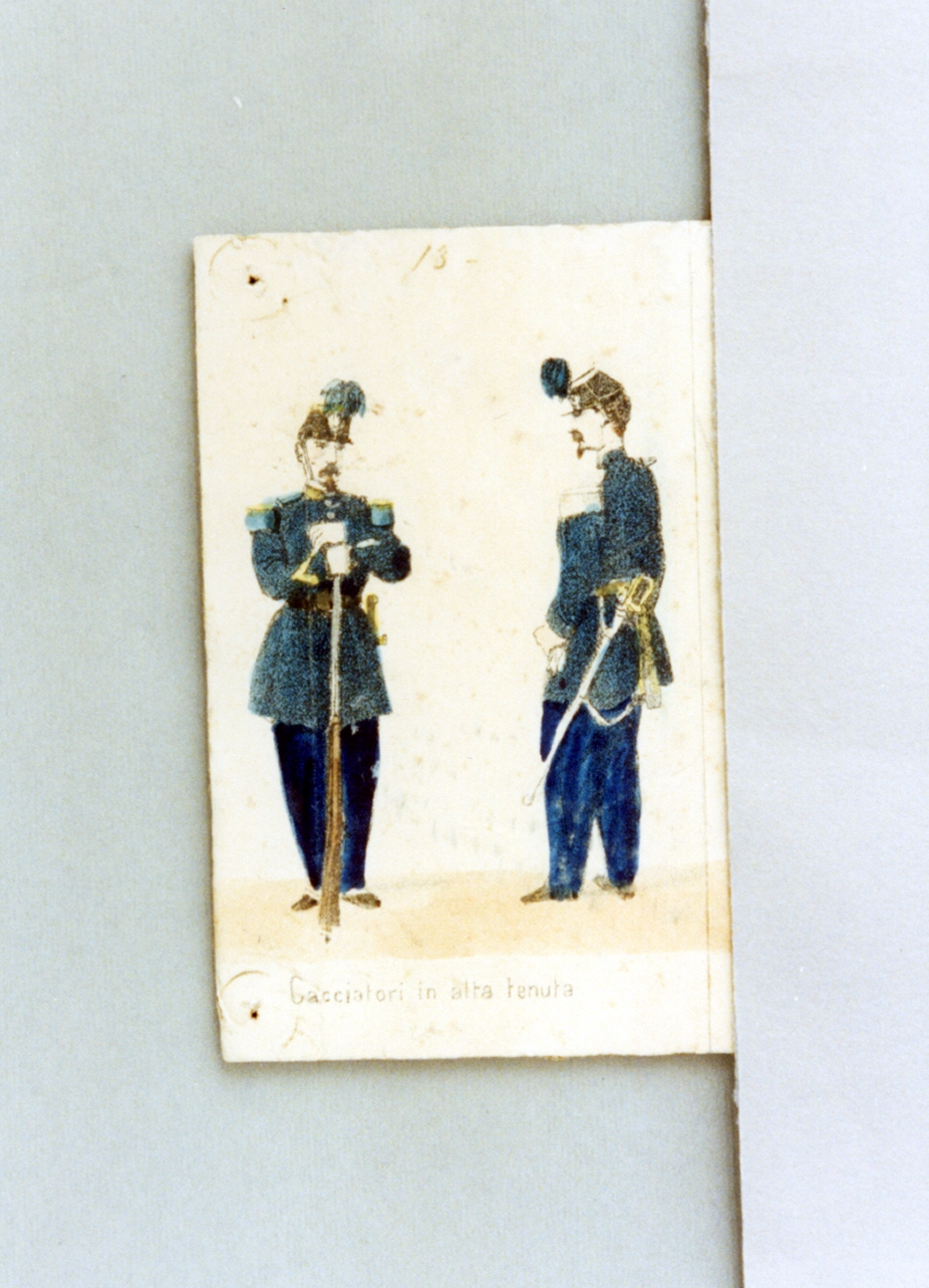 militari dell'esercito pontificio (stampa a colori) - ambito romano (sec. XIX)