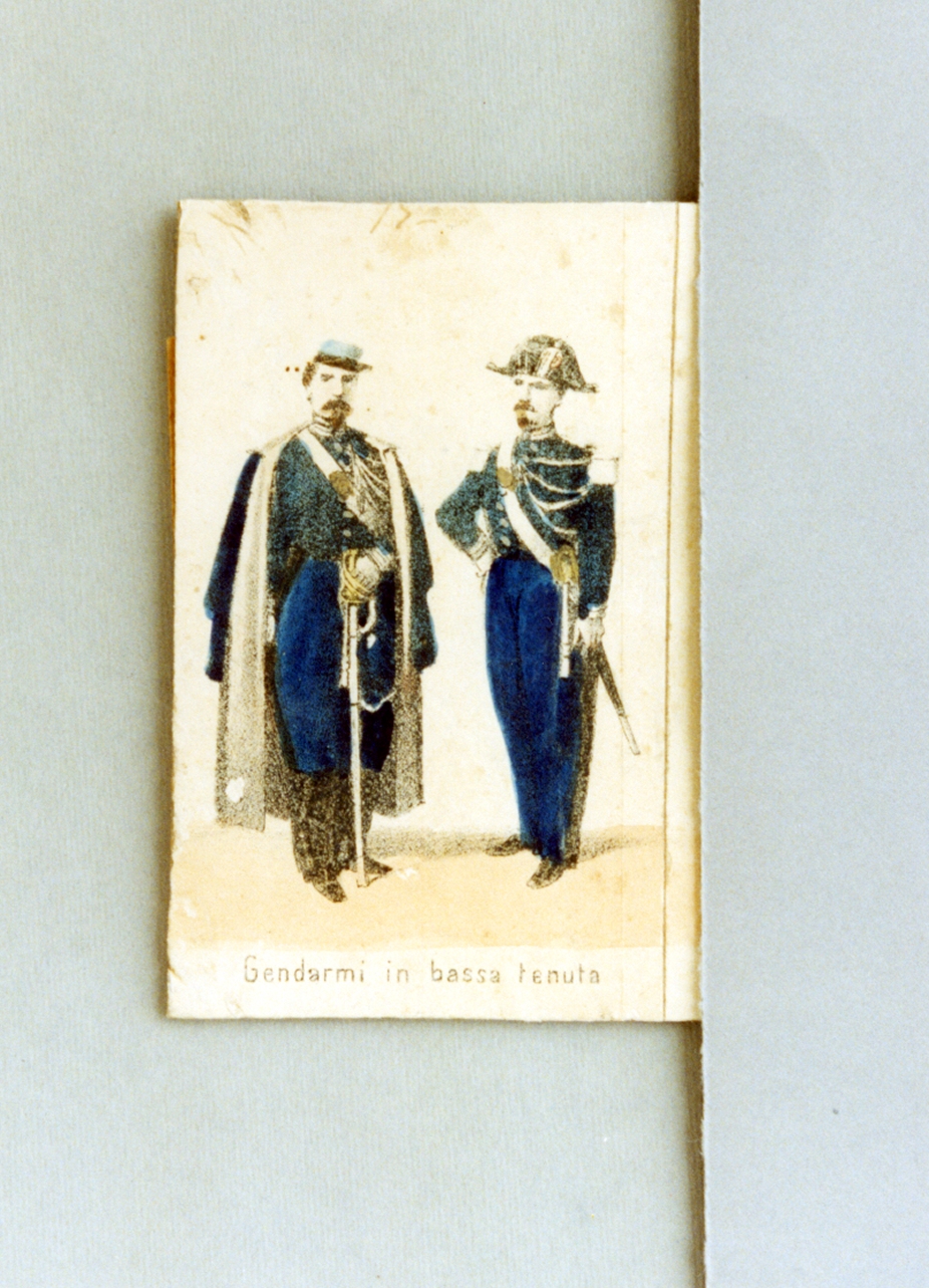 militari dell'esercito pontificio (stampa a colori) - ambito romano (sec. XIX)