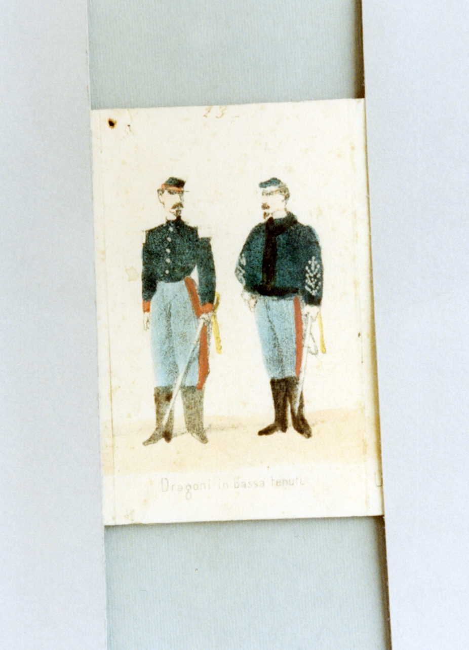 militari dell'esercito pontificio (stampa a colori) - ambito romano (sec. XIX)