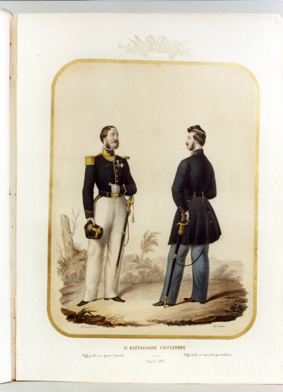 militari dell'esercito borbonico (stampa a colori) di Zezon Antonio (sec. XIX)