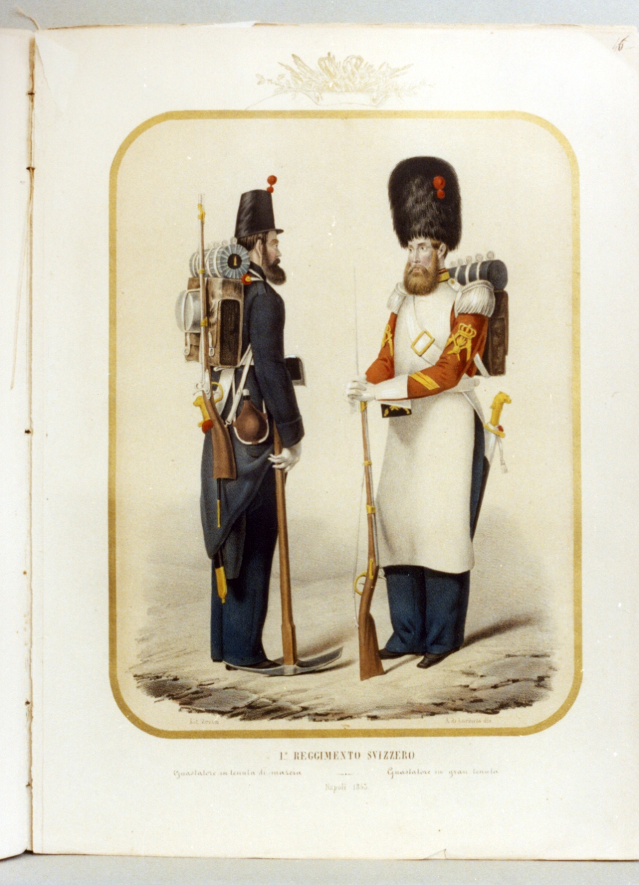 militari dell'esercito borbonico (stampa a colori) di Zezon Antonio (sec. XIX)