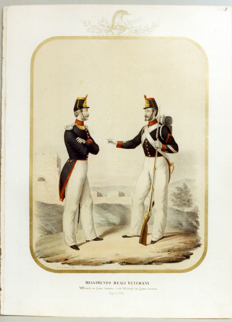 militari dell'esercito borbonico (stampa a colori) di Zezon Antonio (sec. XIX)