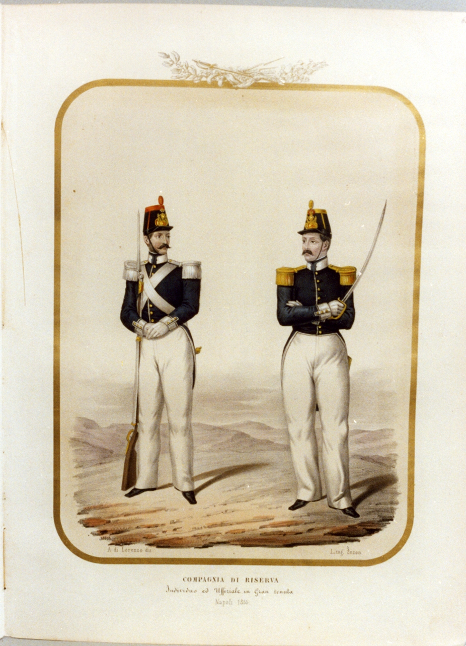 militari dell'esercito borbonico (stampa a colori) di Zezon Antonio (sec. XIX)