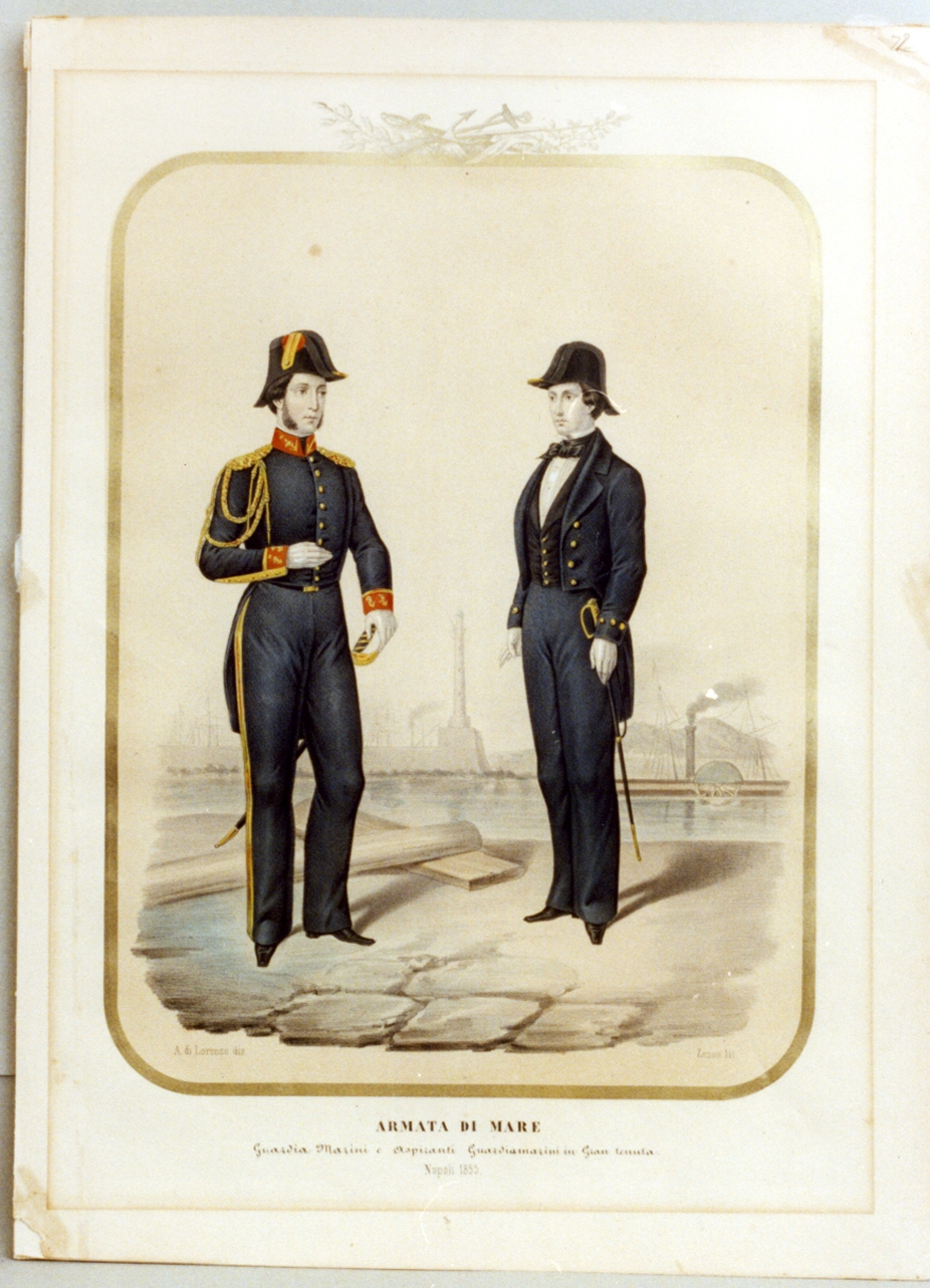 militare dell'esercito borbonico (stampa a colori) di Zezon Antonio (sec. XIX)