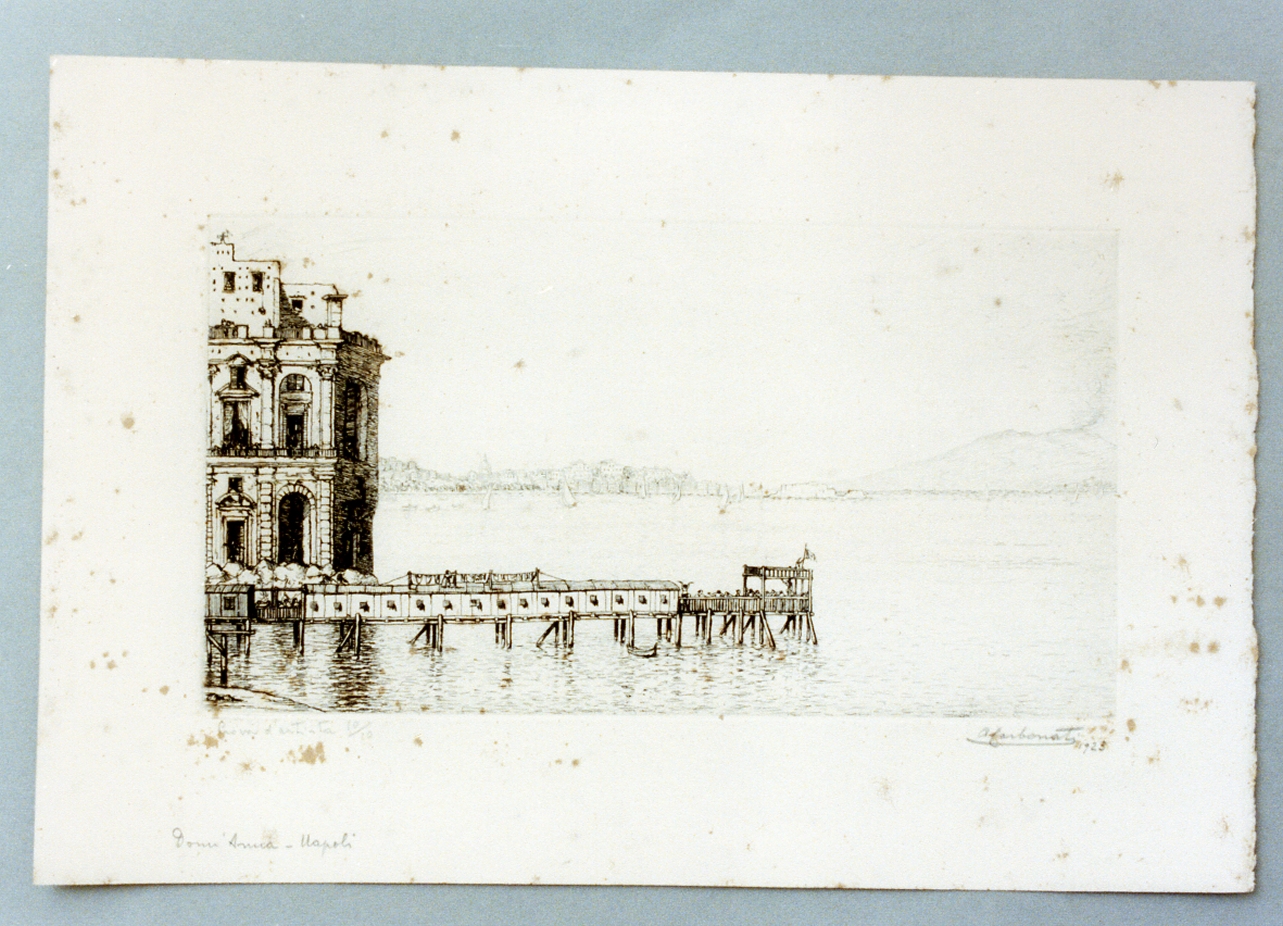 veduta di palazzo Donn'Anna a Napoli (stampa) di Carbonati Antonio (sec. XX)