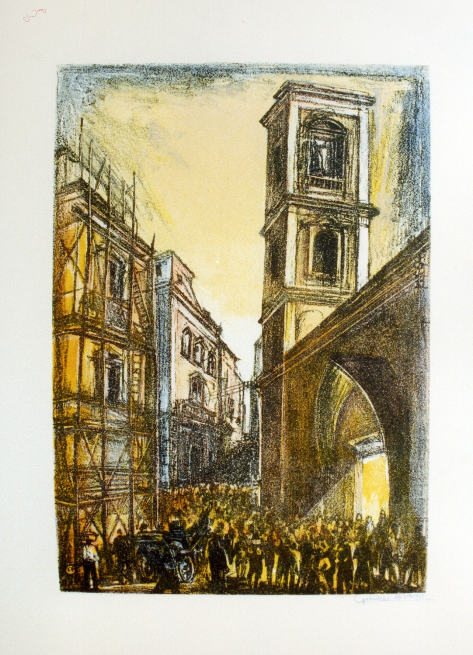 processione per San Gennaro il primo sabato di maggio (stampa a colori) di Spirito Giuseppe (sec. XX)