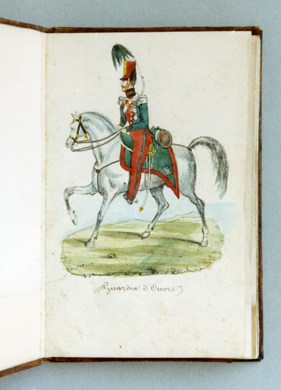 militare dell'esercito borbonico (stampa a colori) - ambito napoletano (sec. XIX)
