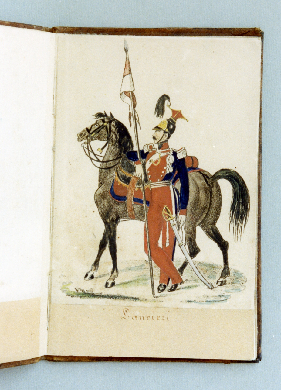 militare dell'esercito borbonico (stampa a colori) - ambito napoletano (sec. XIX)