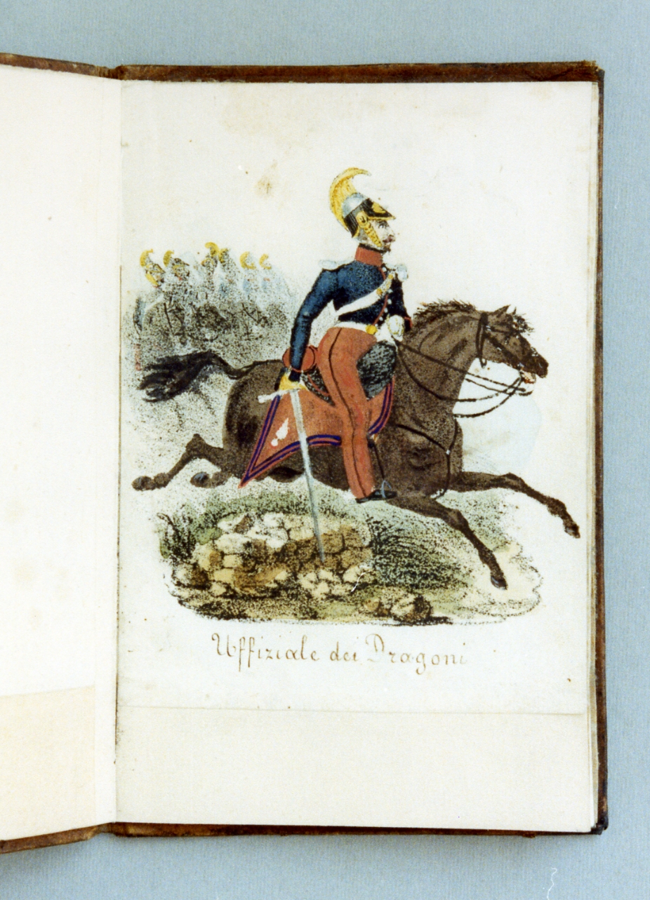 militare dell'esercito borbonico (stampa a colori) - ambito napoletano (sec. XIX)