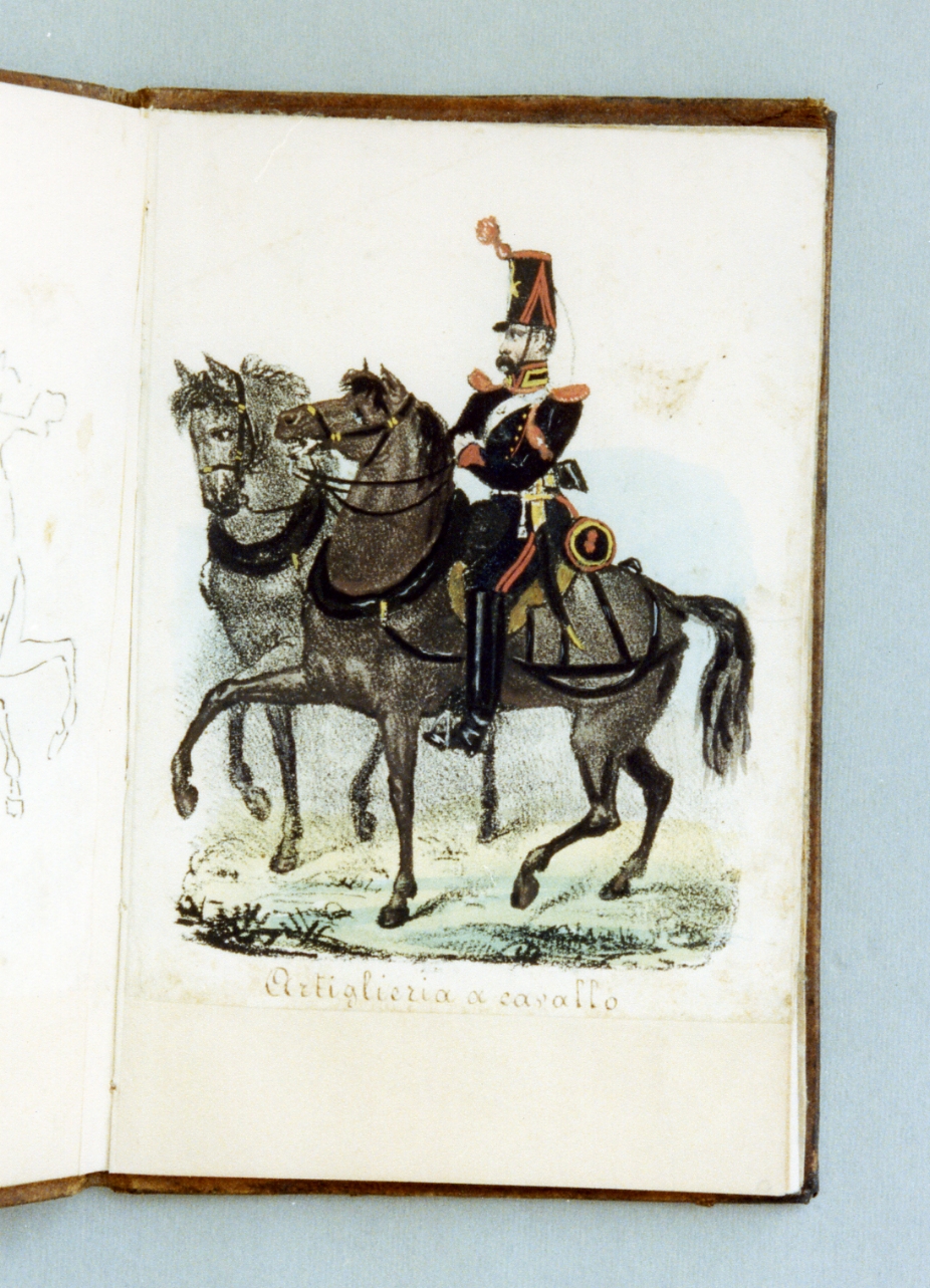 militare dell'esercito borbonico (stampa a colori) - ambito napoletano (sec. XIX)
