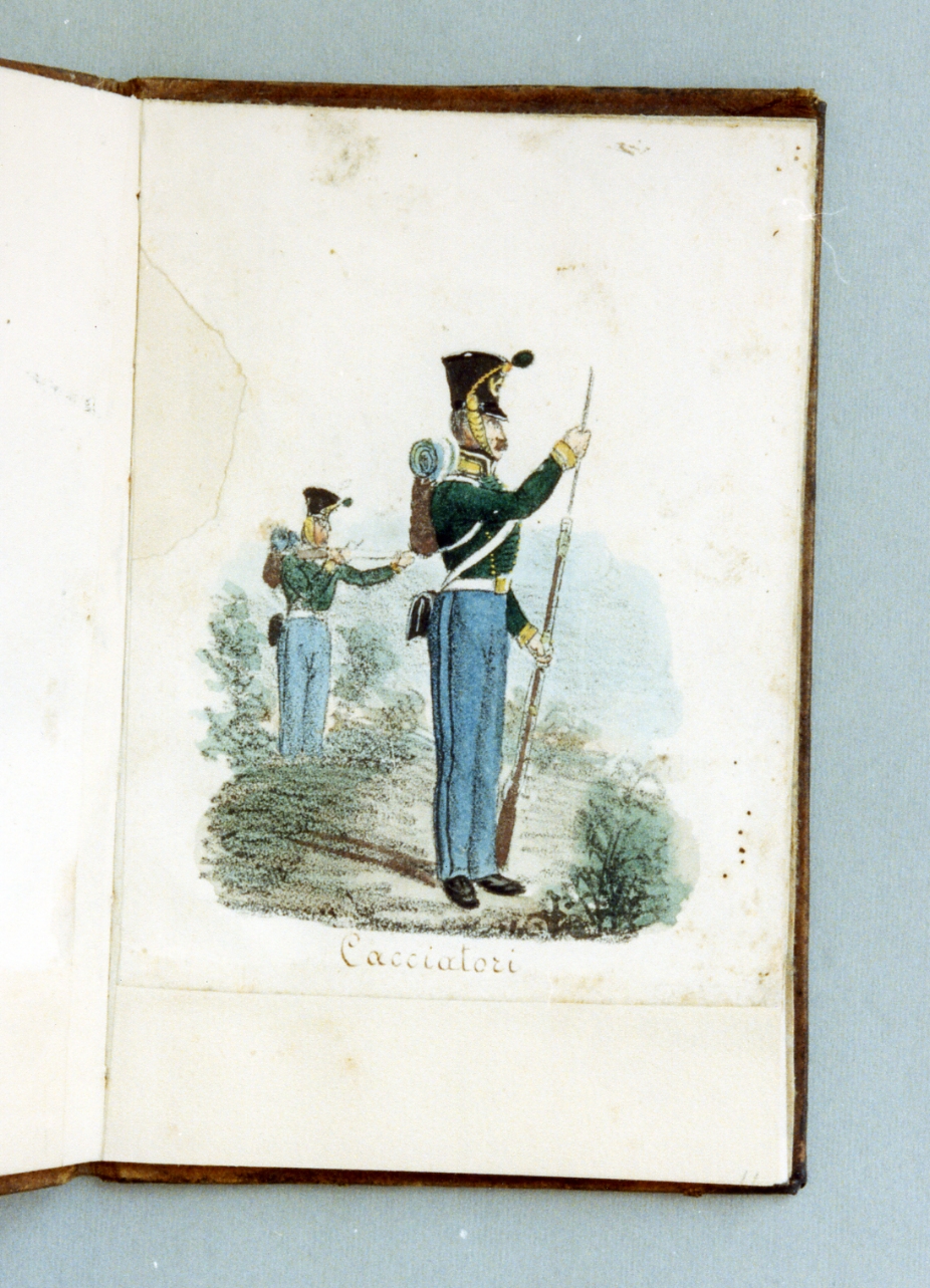 militare dell'esercito borbonico (stampa a colori) - ambito napoletano (sec. XIX)