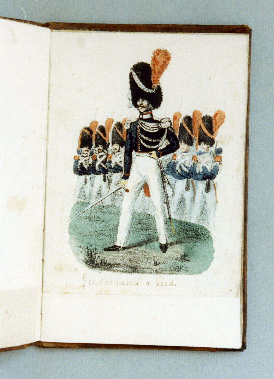 militare dell'esercito borbonico (stampa a colori) - ambito napoletano (sec. XIX)